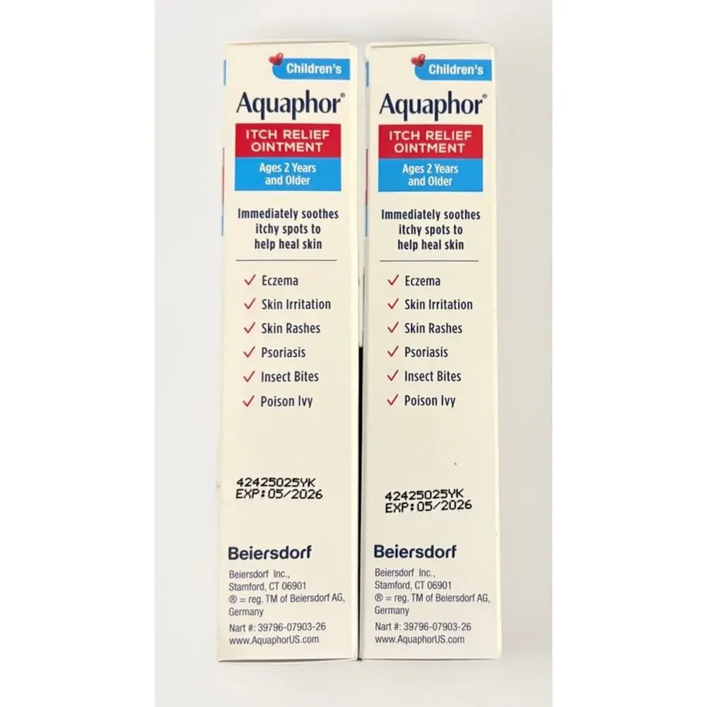Aquaphor Children’s Itch Relief Ointment 1% Hydrocortisone 1oz 2 Pack EXP 05/26
